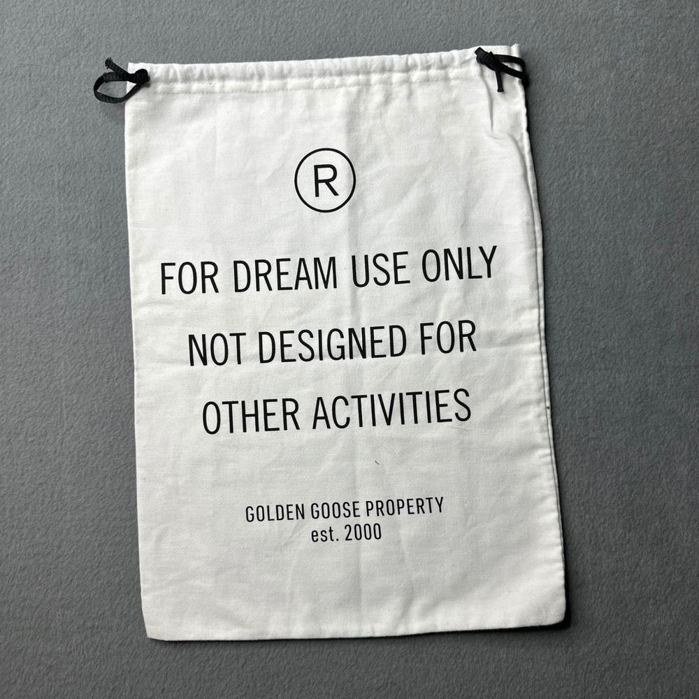 Golden Goose Dust Bag Unisex OS White For Dream Use Only Cotton Drawstring Pouch